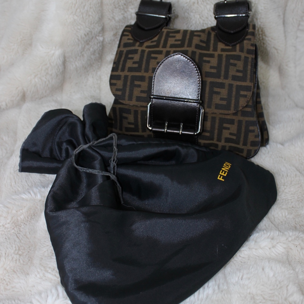 Vintage Fendi Monogram Signature Logo Shoulder Bag